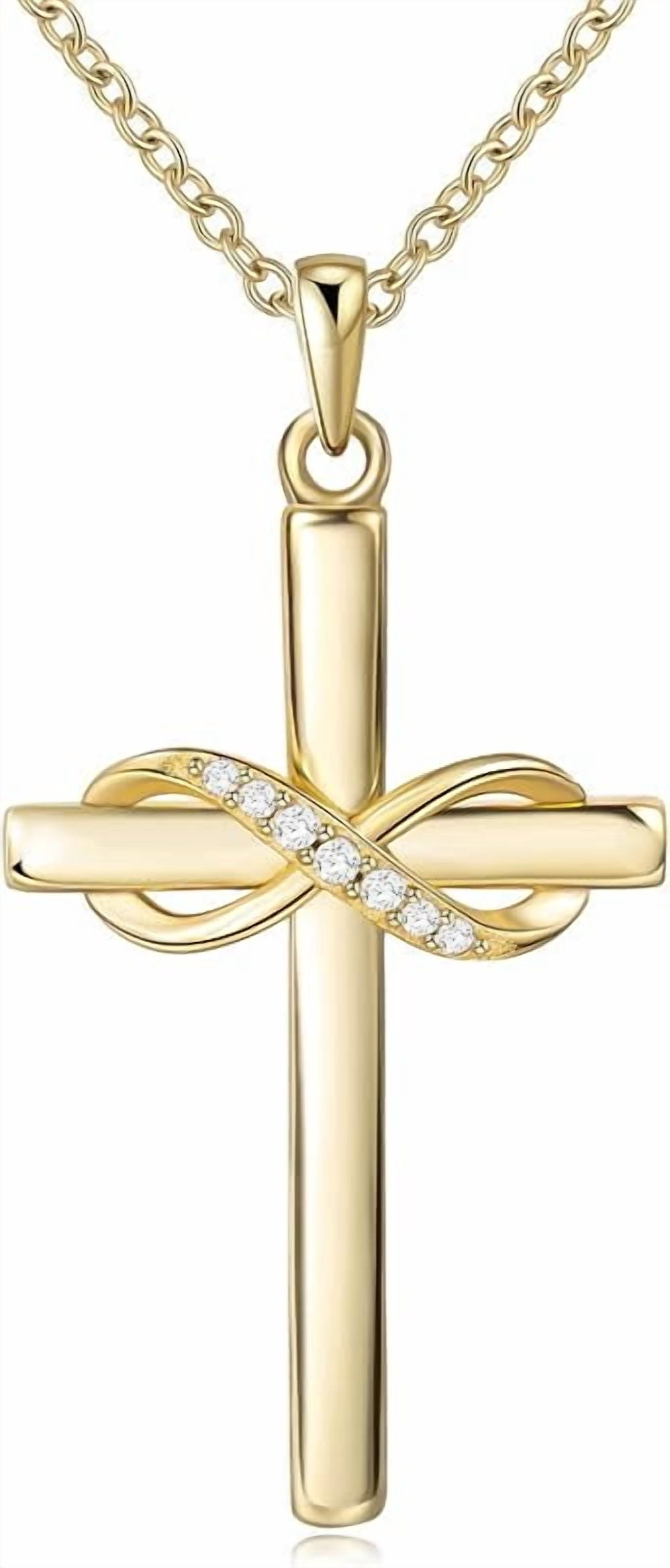 925 Sterling Silver Cross Necklace for Women Infinity Necklace 14K Rose Gold Plated Necklaces for Easter or Mother's Day