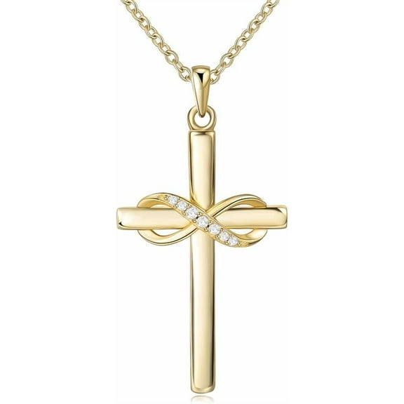 925 Sterling Silver Cross Necklace for Women Infinity Necklace 14K Rose Gold Plated Necklaces for Easter or Mother's Day
