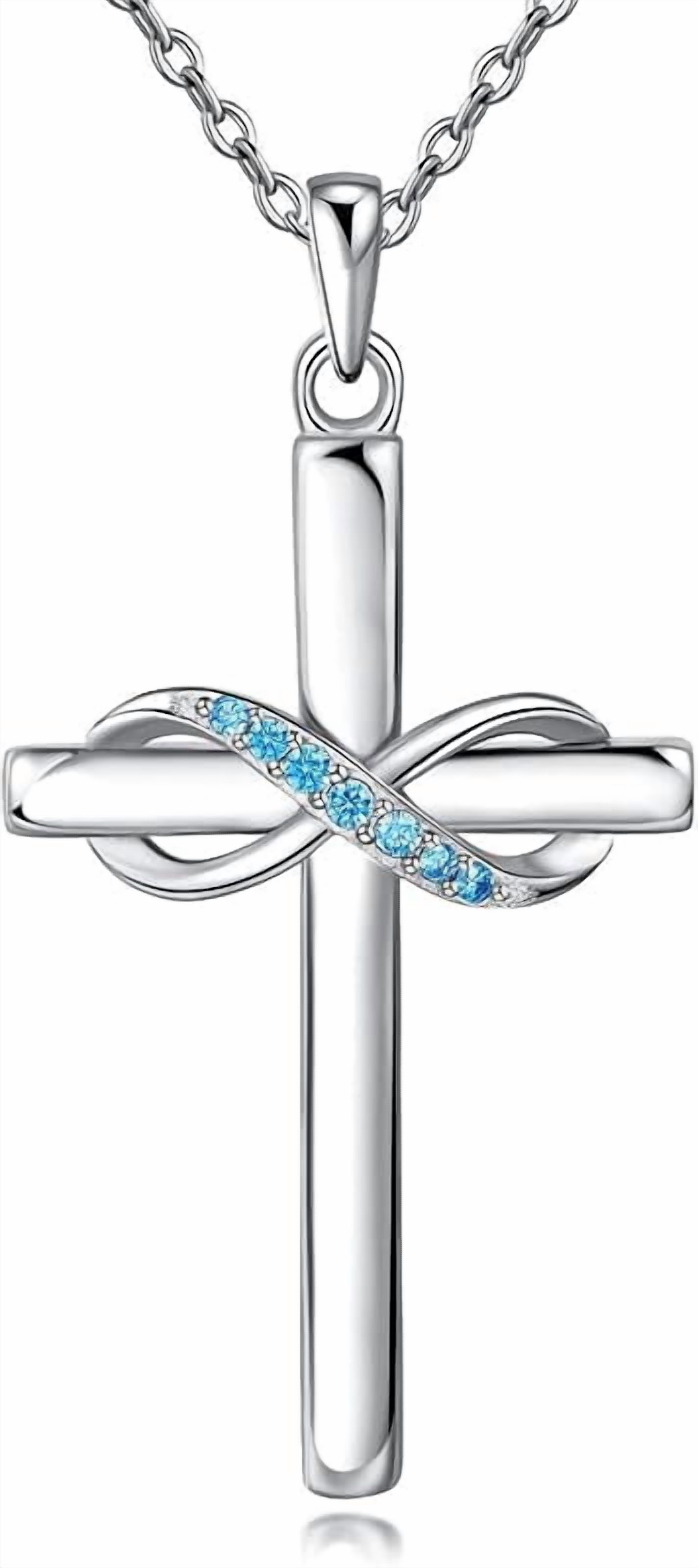 925 Sterling Silver Cross Necklace for Women Infinity Necklace 14K Rose Gold Plated Necklaces for Easter or Mother's Day