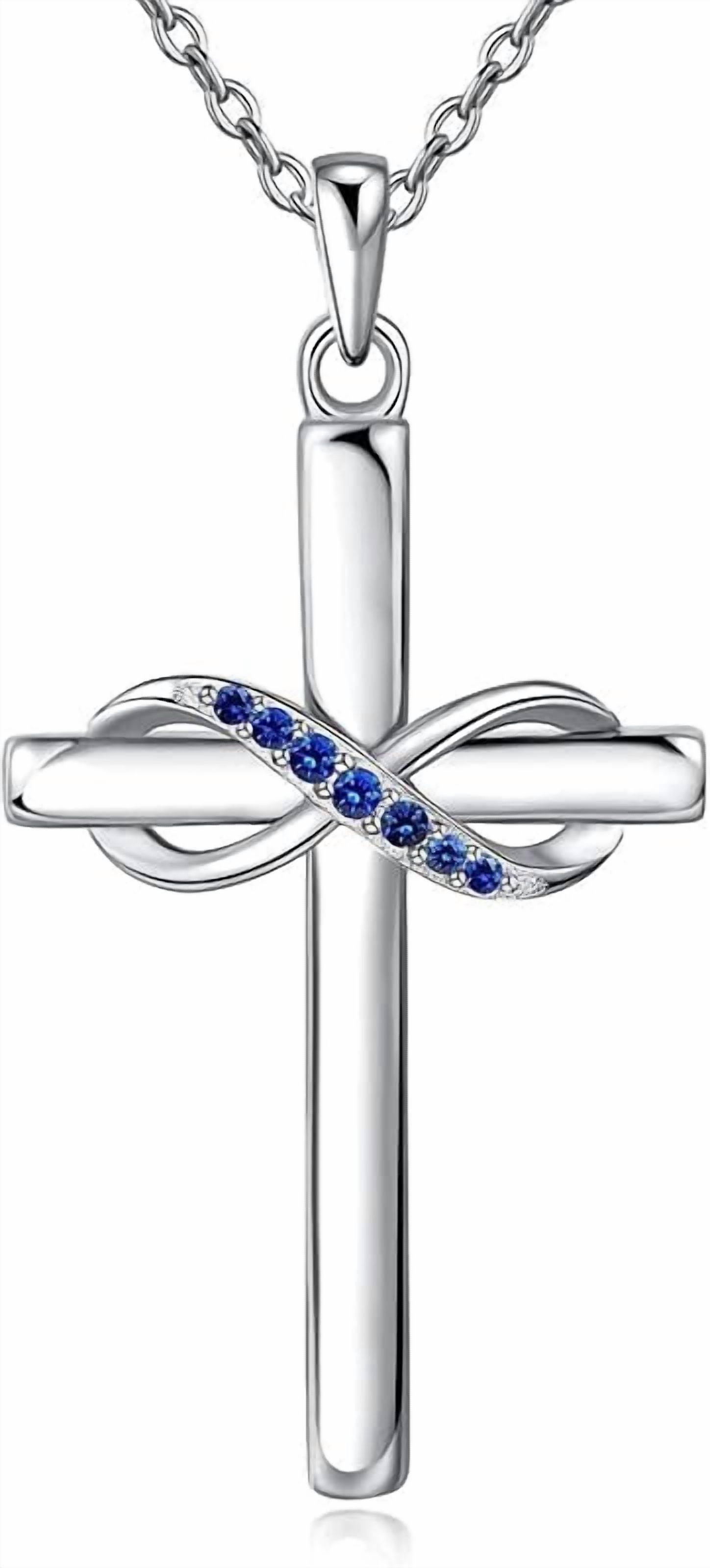 925 Sterling Silver Cross Necklace for Women Infinity Necklace 14K Rose Gold Plated Necklaces for Easter or Mother's Day