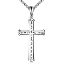 925 Sterling Silver Cross Necklaces for Women Pendant Christian Jewelry for Women 18" 2" and 20" 2" chain
