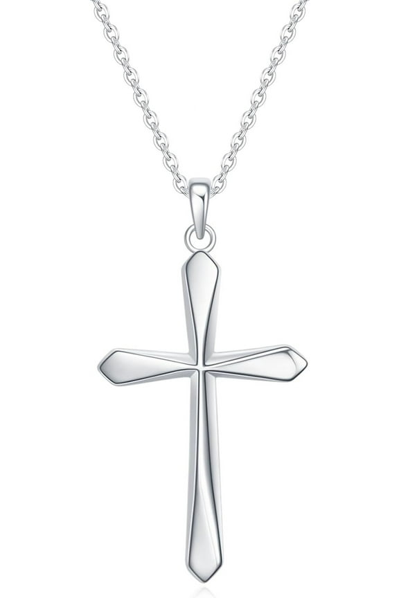 925 Sterling Silver Cross Pendant Necklace, Simple Cross Jewelry Gift for Women