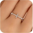 thumbnail image 1 of 925 Sterling Silver Cross Rings for Women Cubic Zirconia Faith Hope Christian Rings Heart Ring Promise Rings for Her Purity Ring Mothers Ring Religious Jewelry Easter Baptism Graduation Gifts, 1 of 4
