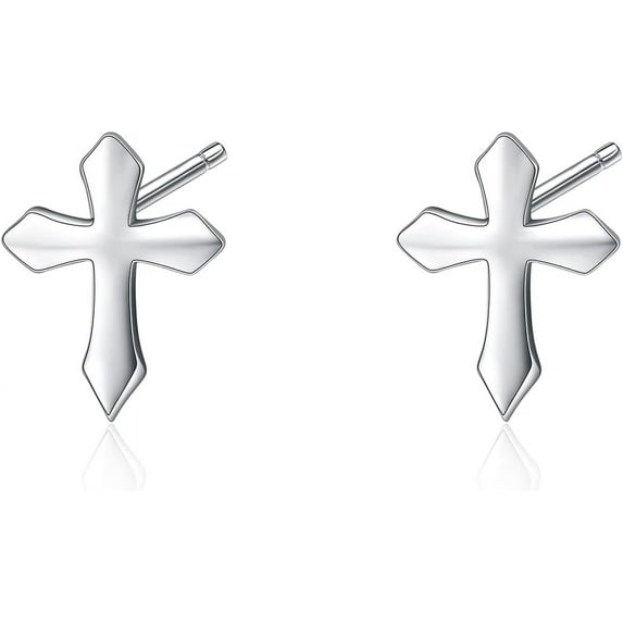 925 Sterling Silver Cross Stud Earrings for Women