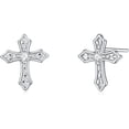 thumbnail image 1 of 925 Sterling Silver Cross Stud Earrings for Women, 1 of 11