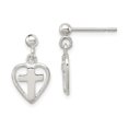 thumbnail image 1 of 925 Sterling Silver Cross in Heart Earrings; for Adults and Teens; for Women and Men, 1 of 1