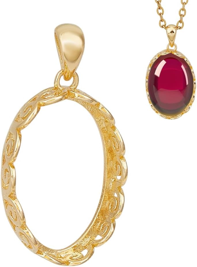 925 Sterling Silver Crown Bezel Cup Tray Pendant Gold Handmade