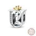 thumbnail image 1 of 925 Sterling Silver Crown Initial Charms - 26 Letters Alphabet Beads - Fits Bracelets - DIY Jewelry Gift, 1 of 31
