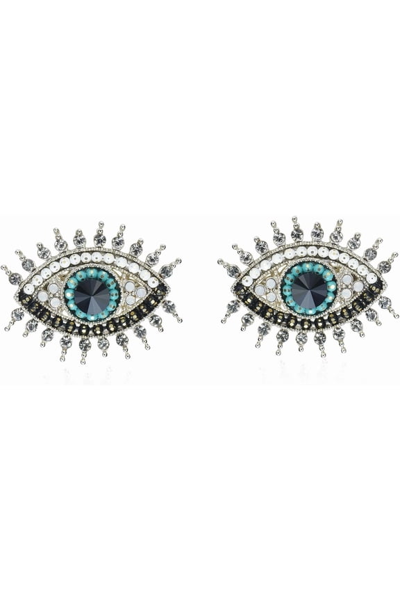 925 Sterling Silver Crystal Evil Eye Stud Earrings Pendant Necklace Protection Jewelry for Women[w020]