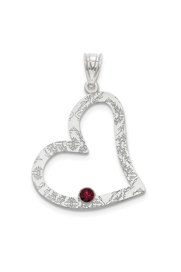 925 Sterling Silver Crystal Family Heart Shaped Pendant