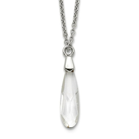 925 Sterling Silver Crystal Necklace 16.5 Inch 4mm Wide Pendant Necklace for Women