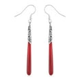 thumbnail image 1 of Red Coral Dangle Earrings for Women in 925 Sterling Silver - Drop Unique Earrings Handmade Birthstone Vintage Boho Western Jewelry Birthday Christmas Gifts, 1 of 7