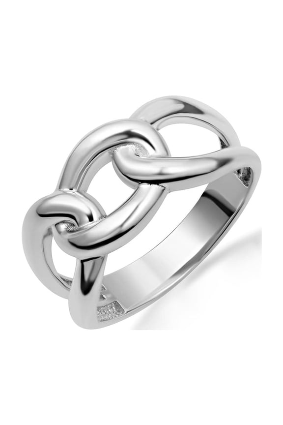 925 Sterling Silver Cuban Chain Link Band Ring (Size 8)