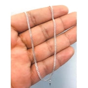 925 Sterling Silver Cuban Link Chain Necklace 20 Inches 1.8mm 3.5 g Cuban Curb Chain Necklace for Womens / Cadena Cuban Link en Plata para Mujer