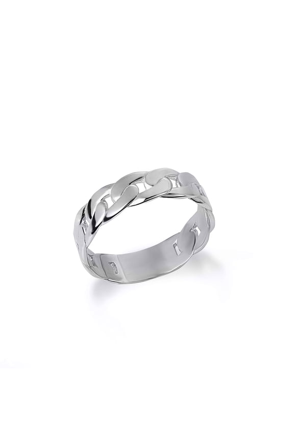 925 Sterling Silver Cuban Link Chain Ring (Size 7.75)