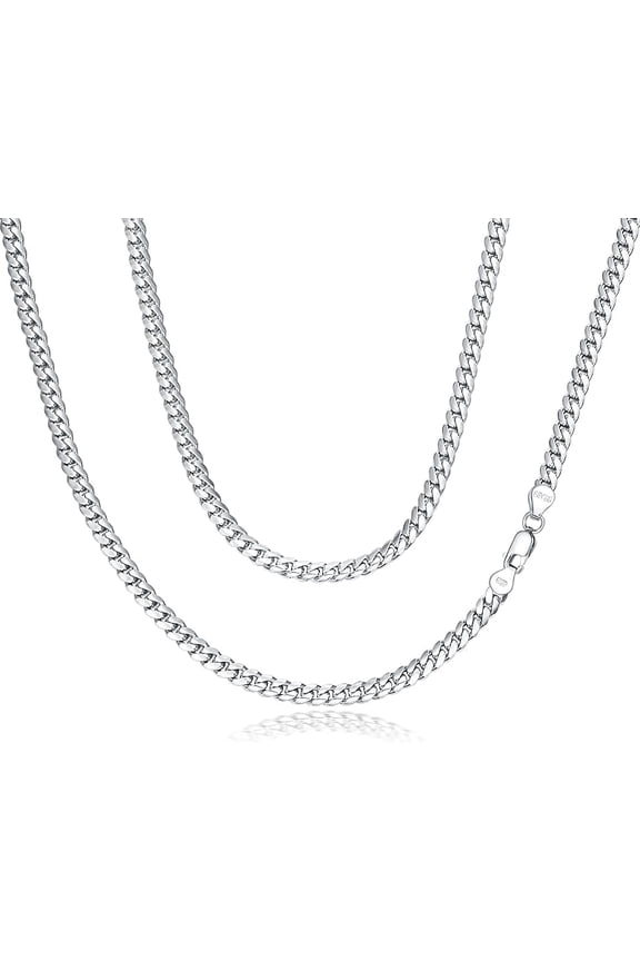 925 Sterling Silver Cuban Link Chain for Men Women 3MM 4MM 5MM Miami Curb Cuban Necklace 18, 20, 22, 24, 26 Inches