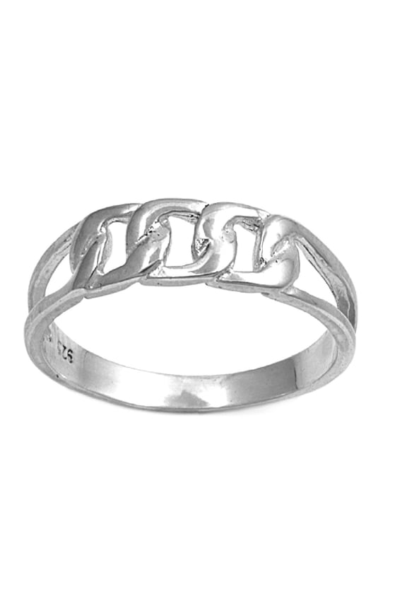 925 Sterling Silver Cuban Link Style Band Ring Size 9