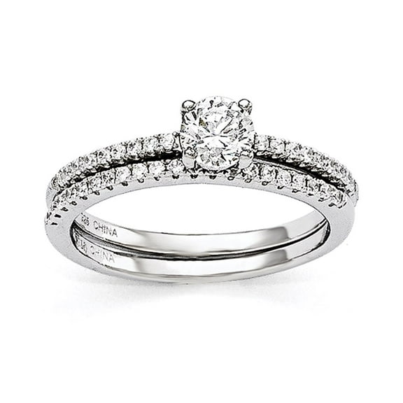 925 Sterling Silver Cubic Zirconia Brilliant Embers 2 Piece Bridal Engagement Wedding Ring Set Fine Jewelry For Women Gifts For Her, Size 6