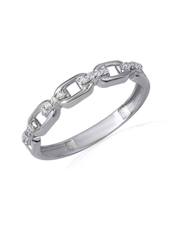 925 Sterling Silver Cubic Zirconia Chain Link Band Ring (Size 10.5)