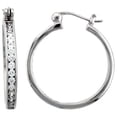 thumbnail image 1 of 925 Sterling Silver Cubic Zirconia Channel Set Hoop Earrings 26mm, 1 of 1