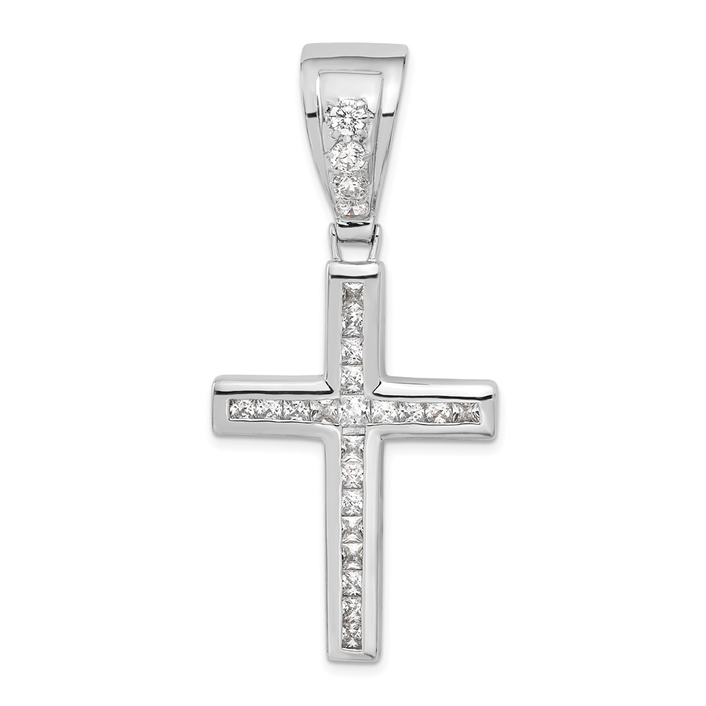 925 Sterling Silver Cubic Zirconia Cross Pendant Fine Jewelry For Women ...