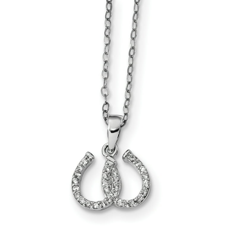Horseshoe Good Luck CZ Cubic Zirconia Sterling Silver Necklace Horseshoe Good Luck CZ Cubic Zirconia Sterling Silver Necklace