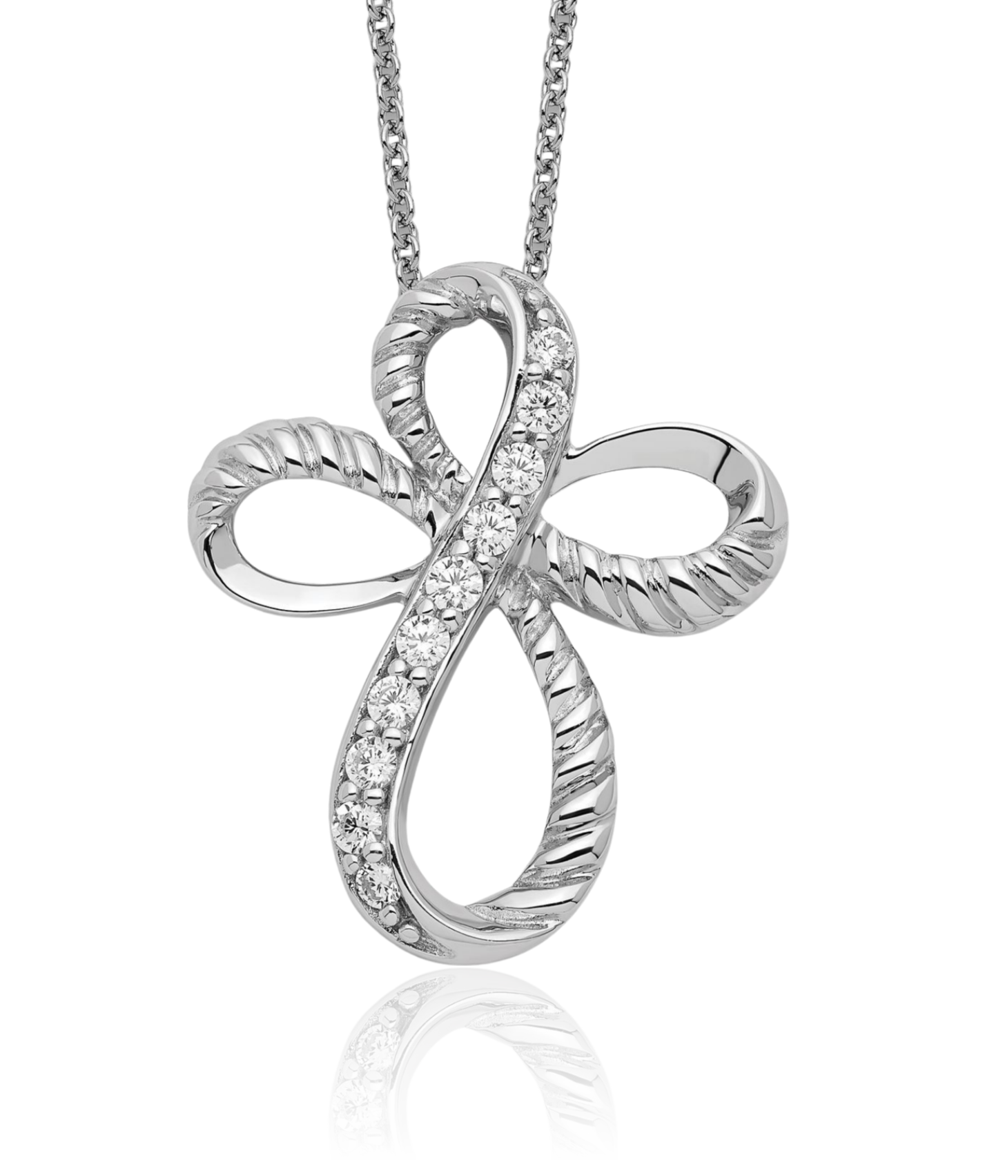 925 Sterling Silver Cubic Zirconia CZ Endless Hope Holy Cross Chain ...