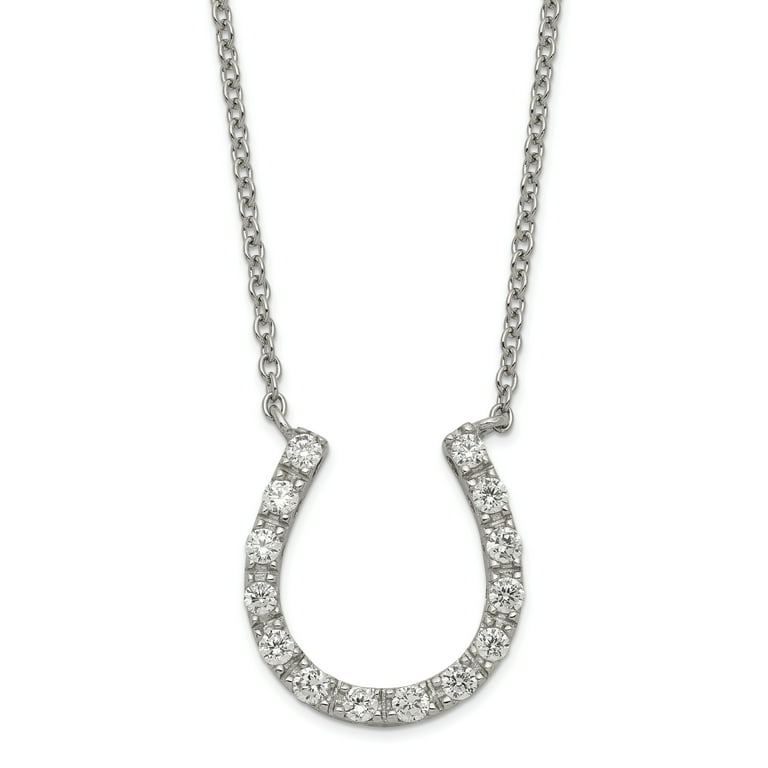 Horseshoe Good Luck CZ Cubic Zirconia Sterling Silver Necklace Horseshoe Good Luck CZ Cubic Zirconia Sterling Silver Necklace