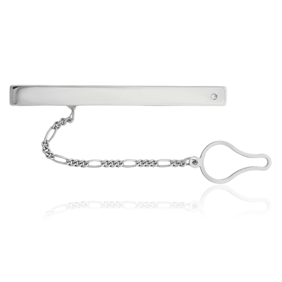 925 sterling silver cubic zirconia cz tie clip