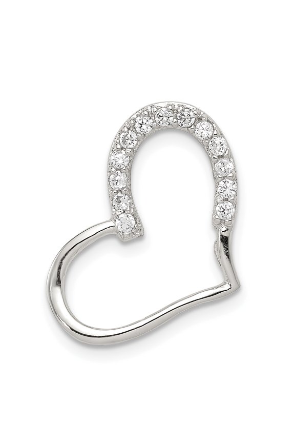 925 Sterling Silver Cubic Zirconia Heart Shaped Pendant