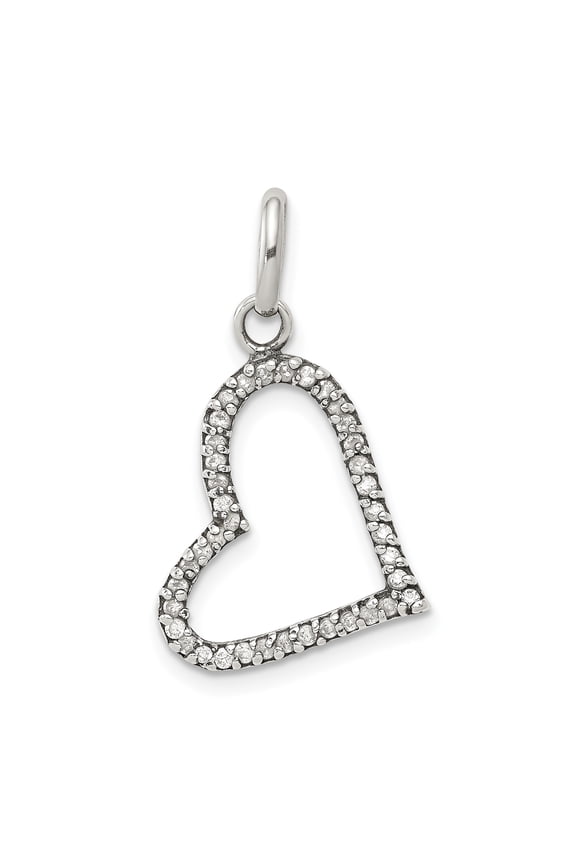 925 Sterling Silver Cubic Zirconia Heart Shaped Pendant