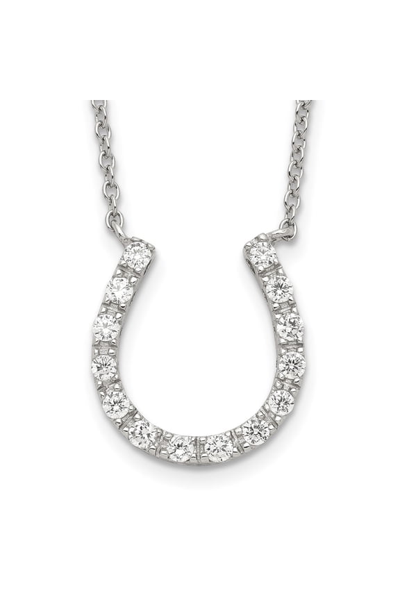 925 Sterling Silver Cubic Zirconia Horseshoe Necklace Fine Jewelry For Women Gifts For Her, 16"