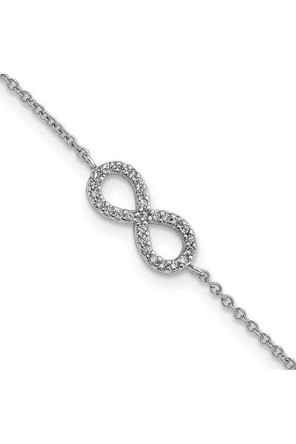 925 Sterling Silver Cubic Zirconia Infinity Symbol Bracelet Fine Jewelry For Women Gifts For Her, 7" +1" Extender