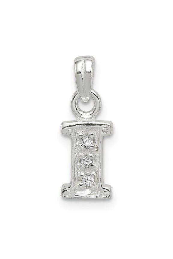 925 Sterling Silver Cubic Zirconia Initial I Pendant Fine Jewelry For Women Gifts For Her