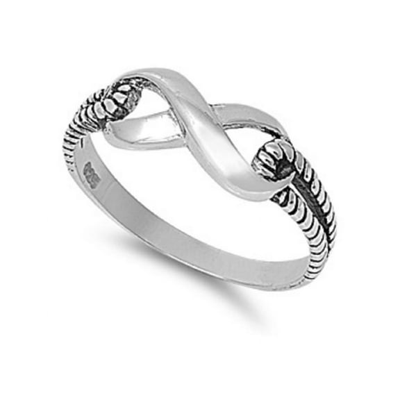 925 Sterling Silver Cubic Zirconia Knot Infinity Ring Size 10
