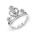 thumbnail image 1 of 925 Sterling Silver Cubic Zirconia Princess Heart Crown Tiara CZ Band Ring Sz 9, 1 of 2
