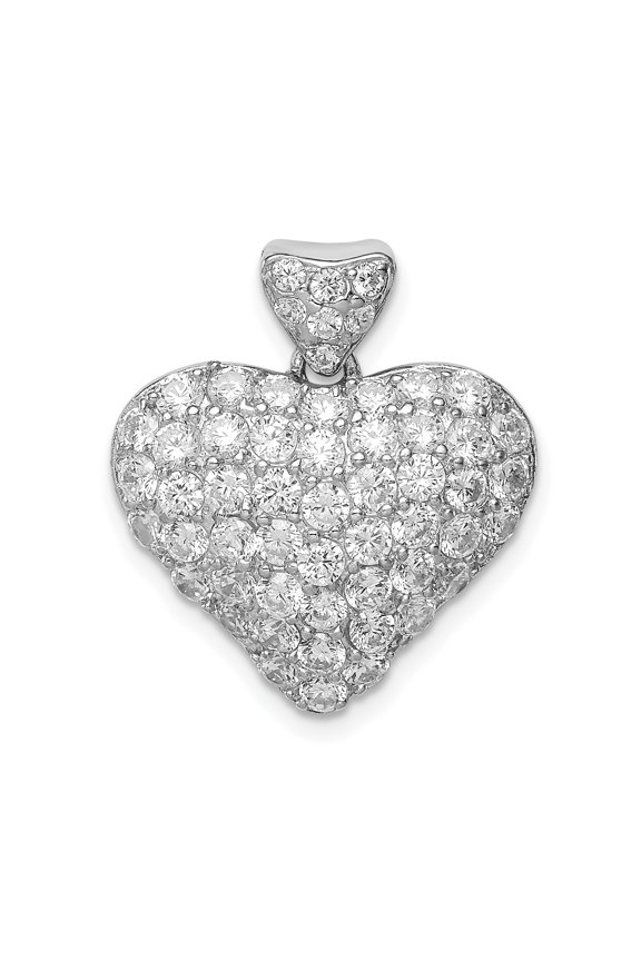 925 Sterling Silver Cubic Zirconia Puffed Heart Shaped Pendant