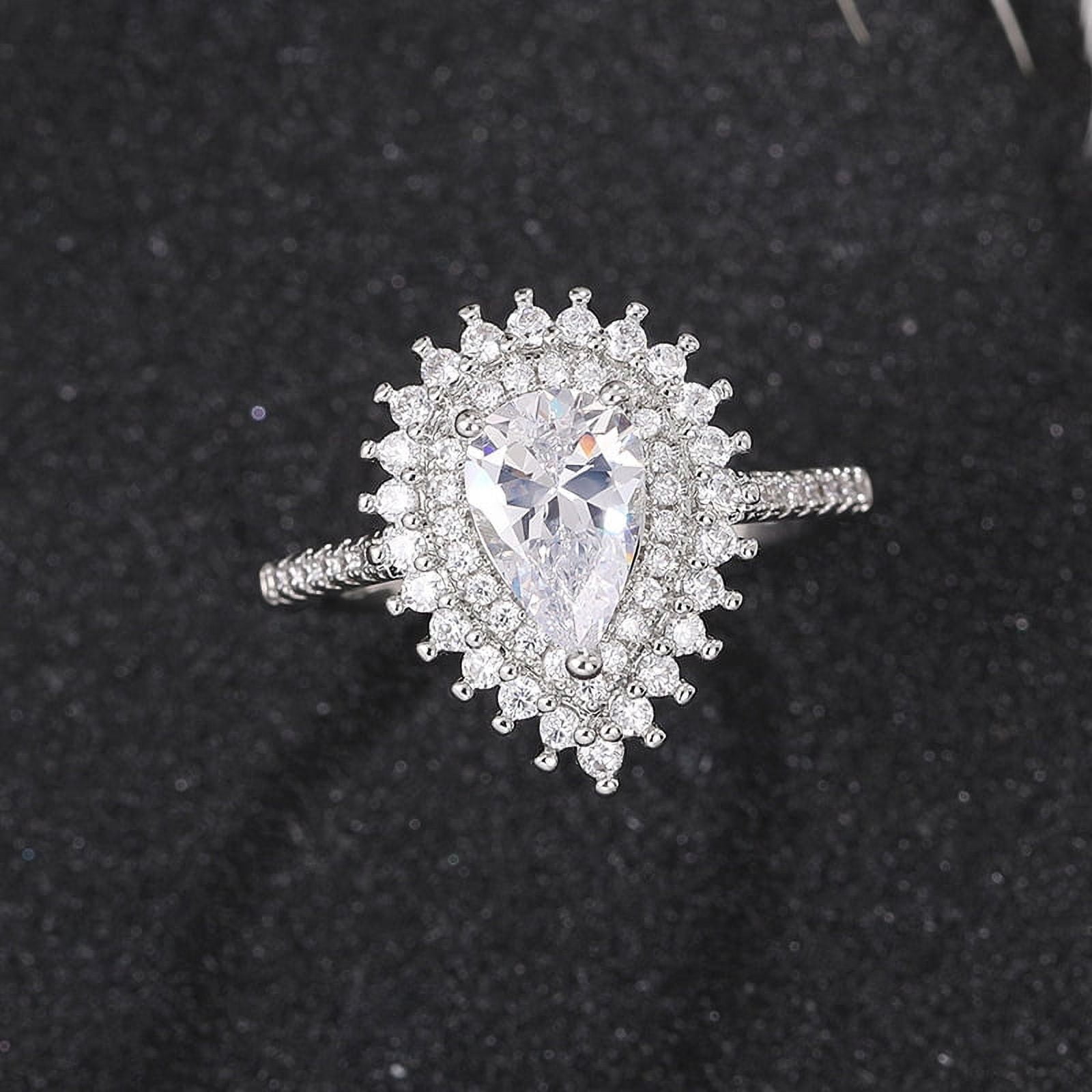925 Sterling Silver Cubic Zirconia Ring Heart Diamond Ring Engagement
