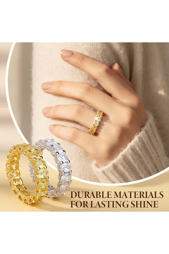 925 Sterling Silver Cubic Zirconia Ring for Women, Engagement & Wedding Band, Valentines Day Gifts for Her, Jewelry (Golden, Size 8) by Xuniizn