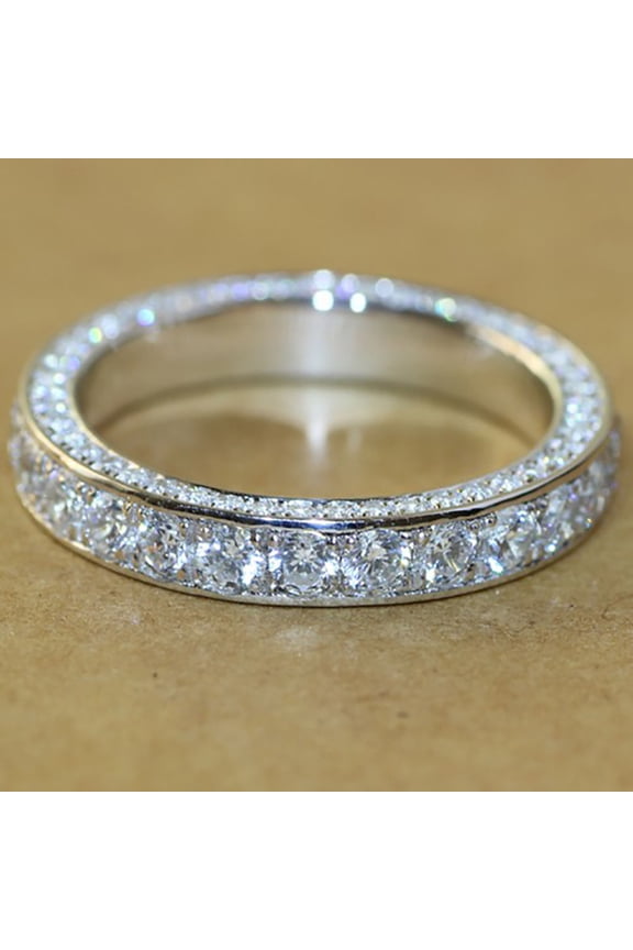 925 Sterling Silver Cubic Zirconia Ring for Women, Engagement & Wedding Band, Valentines Day Gifts for Her, Jewelry (Silvery, Size 10) by Xuniizn