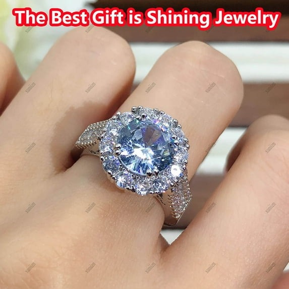 925 Sterling Silver Cubic Zirconia Ring for Women, Engagement & Wedding Band, Valentines Day Gifts for Her, Jewelry (Silvery, Size 11) by Xuniizn
