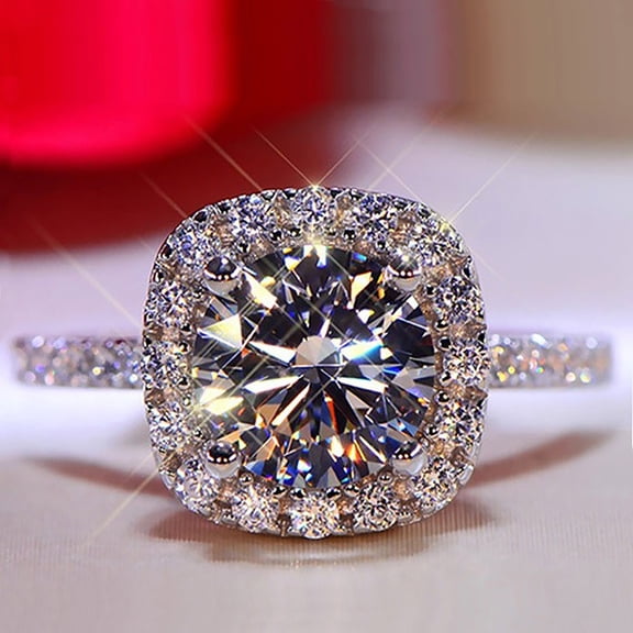925 Sterling Silver Cubic Zirconia Ring for Women, Engagement & Wedding Band, Valentines Day Gifts for Her, Jewelry (Silvery, Size 5) by Xuniizn