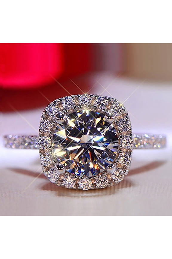 925 Sterling Silver Cubic Zirconia Ring for Women, Engagement & Wedding Band, Valentines Day Gifts for Her, Jewelry (Silvery, Size 8) by Xuniizn