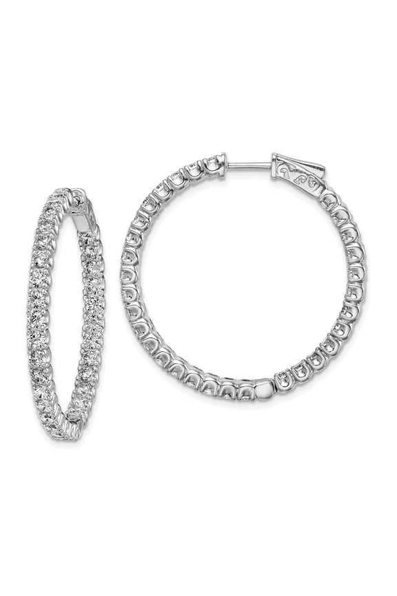 925 Sterling Silver Cubic Zirconia in and Out Hinged Hoop Earrings Fine Jewelry For Women Gifts For Her