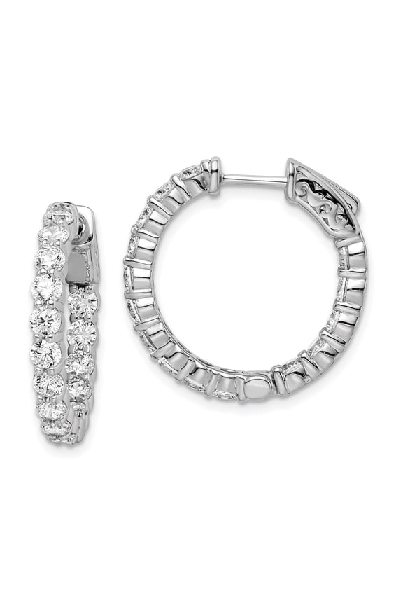 925 Sterling Silver Cubic Zirconia in and Out Hinged Hoop Earrings Fine Jewelry For Women Gifts For Her