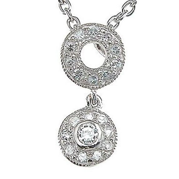 925 Sterling Silver Cubic Zirconium Antique Style Pendant, Rhodium Finish