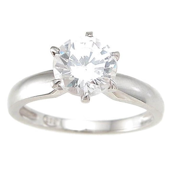 925 Sterling Silver Cubic Zirconium Brilliant Solitaire Wedding Ring - Size 5