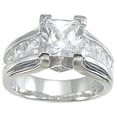 thumbnail image 1 of 925 Sterling Silver Cubic Zirconium Princess Designer Inspired Anniversary Ring  Rhodium Finish - Size 5, 1 of 1