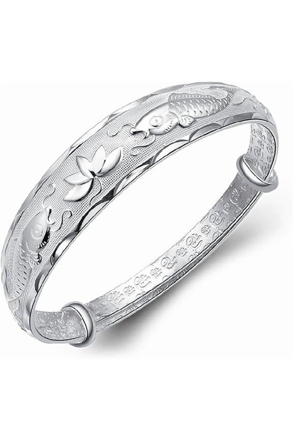 925 Sterling Silver Cuff Bangle Bracelets Adjustable Jewelry Fashion Simple Open Bangles Cuff Jewelry for Women Mom Wife Mothers Day Valentine Gift