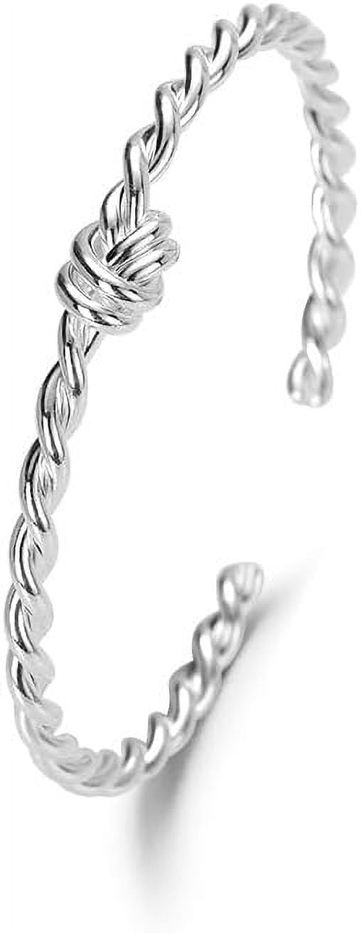 925 Sterling Silver Cuff Bangle Bracelets Adjustable Jewelry